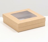 Коробка складная с окном 23х23х6,5см крафт