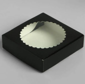 Коробка сборная черная 11,5х11,5х3см с окном