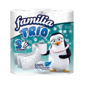 Туалетная бумага Familia TRIO 3сл., белая (1уп=4рул)