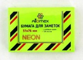 Клейкая бумага для заметок 51х76мм Attomex неоновая зеленая 100л